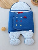 LitaeTrend Yenidoğan Açılır Kucaklı Smokin Ayaklı Erkek Bebek Kundak Mavi thumbnail 1