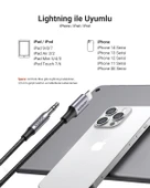 UGREEN Mfi Sertifikalı Lightning to 3.5mm Örgülü Ses Kablosu, 1 Metre, Siyah, 70509 thumbnail 4