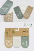 LitaeTrend Basic Kaymaz Penye Soket Çorap 3'lü Bs10107 Nil Ekru Bej thumbnail 6