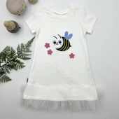 LitaeTrend 1-2-3 Yaş Arıcık Nakışlı Eteği Fırfırlı Jile Kız Çocuk Elbisesi Beyaz thumbnail 1