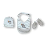 LitaeTrend Romantik Çift Baykuş Nakışlı  5li Zıbın Takımı Hastane Çıkışı Ekru thumbnail 3