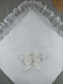 LitaeTrend Yenidoğan Bambu Taç Nakışlı Delüks Kundak Bebek Battaniyesi Ekru thumbnail 3