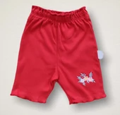 LitaeTrend 3-6 6-9 9-12 Ay Melek Kız Nakışlı Bandanalı Kısa Kollu Sweatli Şortlu 3lü Kız Bebek Takımı Kırmızı thumbnail 3