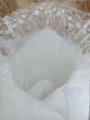 LitaeTrend Yenidoğan Gelinlik Duvaklı Trilüks Kundak Bebek Battaniyesi Ekru thumbnail 2