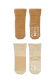 LitaeTrend Çemberli Kaymaz Havlu Soket Çorap 2'li Bs10503 Bej-hardal thumbnail 3