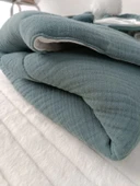 LitaeTrend Yenidoğan 4 Kat Müslin Kumaş Kulaklı Patili Fiyonk Bebek Battaniyesi Kundak Kahverengi thumbnail 3