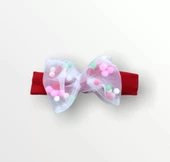 LitaeTrend 3-6 6-9 9-12 Ay Melek Kız Nakışlı Bandanalı Kısa Kollu Sweatli Şortlu 3lü Kız Bebek Takımı Kırmızı thumbnail 4