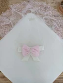 LitaeTrend Bal Peteği My Princess Taç Nakış İnci Fiyonklu Dantel Duvaklı Delüks Kundak Bebek Battaniyesi Pembe thumbnail 3