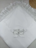 LitaeTrend Yenidoğan İpek Pamuklu İnci Lüks Kundak Bebek Battaniyesi Ekru thumbnail 4