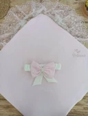 LitaeTrend Bal Peteği My Princess Taç Nakış İnci Fiyonklu Dantel Duvaklı Delüks Kundak Bebek Battaniyesi Pembe thumbnail 4