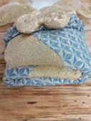 LitaeTrend Yenidoğan Piramit Desenli Güpür İşlemeli Bebek Battaniyesi Kundak Gold thumbnail 3