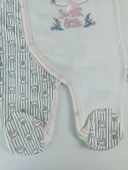 LitaeTrend 0-3 3-6 Ay Minik Tavşan Nakışlı Boydan Çıtçıt Kapamalı Kız Erkek Bebek Tulumu Ekru thumbnail 5