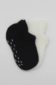 LitaeTrend 2'li Sneakers Kaymaz Basic Penye Çorap Bs20103 Siyah Ekru thumbnail 3