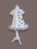 LitaeTrend 1-2-3 Yaş Renkli Kelebekler Nakışlı Eteği Fırfırlı Jile Çocuk Elbisesi Beyaz thumbnail 2