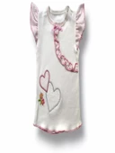 LitaeTrend 3-6 6-9 9-12 12-18 Ay Çift Kalp Nakışlı Şort Tişört 3lü Kız Bebek Takımı Ekru thumbnail 2