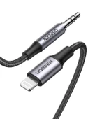 UGREEN Mfi Sertifikalı Lightning to 3.5mm Örgülü Ses Kablosu, 1 Metre, Siyah, 70509 thumbnail 1