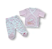 LitaeTrend Uykucu Bulut Nakışlı  5li Zıbın Takımı Hastane Çıkışı Pembe thumbnail 3