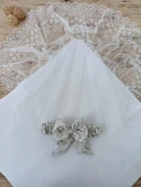 LitaeTrend Yenidoğan Gül Sedefli Duvaklı Taş Fiyonk Erkek Bebek Kumru Kundak Bebek Battaniyesi Lacivert thumbnail 4