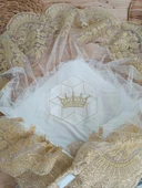 LitaeTrend Yenidoğan Ultralüks Piramit Desenli Güpürlü Bebek Battaniyesi Kundak Gold thumbnail 2