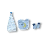 LitaeTrend Ay Dedem Nakışlı  5li Zıbın Takımı Hastane Çıkışı Mavi thumbnail 3