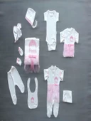 LitaeTrend Taçlı Prensesim Nakışlı  10lu Zıbın Takımı Hastane Çıkışı Pembe thumbnail 1