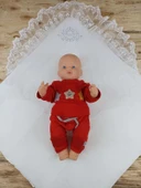 LitaeTrend Yenidoğan Pırıltı Taç Nakışlı İnci Delüks Kundak Bebek Battaniyesi Ekru thumbnail 4