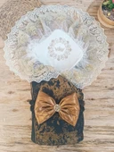 LitaeTrend Yenidoğan Kendinden Desenli Krom Fiyonklu Bebek Battaniyesi Kundak Bakır thumbnail 1