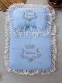 LitaeTrend Yenidoğan Sahra Taç Nakışlı Trilüks 2li Alt Açma Seti Mavi thumbnail 2