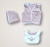 LitaeTrend Bahar Çiçekleri Nakışlı  10lu Zıbın Takımı Hastane Çıkışı Gül Kurusu thumbnail 4