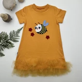 LitaeTrend 1-2-3 Yaş Arıcık Nakışlı Eteği Fırfırlı Jile Kız Çocuk Elbisesi Turuncu thumbnail 1