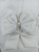 LitaeTrend Yenidoğan Bambu Taç Nakışlı Kundaklı Trilüks 3lü Alt Açma Seti Ekru thumbnail 6