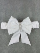 LitaeTrend Yenidoğan Bambu Taç Nakışlı Delüks Kundak Bebek Battaniyesi Ekru thumbnail 5