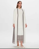 T24Y-9032 MISSDALIDA ARKASI ŞİFON PLİSE TRİKO UZUN HIRKA thumbnail 3