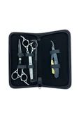 Point Profesyonel Çantalı 3'lü 6 İnç Düz Makas Ara Makas Ustura Seti Black Gold Siyah Altın thumbnail 1