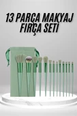 LitaeTrend Makyaj Fırça Seti Yeşil 13 Parça Fondöten Fırçası Allık Fırçası Far Fırçası thumbnail 2