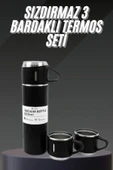 LitaeTrend Termos Seti Paslanmaz Çelik 3 Bardaklı Vakumlu Termos Set 500 Ml 12 Saate Kadar Isı Koruma thumbnail 2