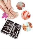 LitaeTrend 12 Parça Paslanmaz Çelik Kompakt ve Taşınabilir Manikür Makası Tırnak Makası thumbnail 3
