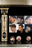 LitaeTrend Tıraş Makinesi Şarjlı Profesyonel Saç Kesme Makinesi Gold Çizik Tıraş thumbnail 3