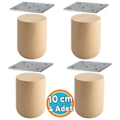 Doğal Ahşap 4 ADET Ayak Boyasız Ham Silindir Mobilya Koltuk Kanepe Ayağı Aparat Dahil Bohem 10 cm thumbnail 1