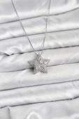 316L Çelik Zincir Gümüş Renk Zincirli Gümüş Yıldız Model Kadın Kolye - TJ-BKO10678 thumbnail 1