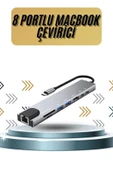 LitaeTrend 8 Portlu Macbook Çevirici Type C Hub  SD TF USB Çoğaltıcı Ethernet thumbnail 1