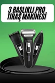 LitaeTrend Tıraş Makinesi 3 Başlıklı T Başlıklı Hassas Ciltlere Özel Saç Sakal Vücut Kulak ve Burun thumbnail 1