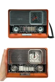 LitaeTrend Saatli Fenerli Bluetooth Nostaljik Radyo AUX SD USB Girişli Bluetooth Hoparlör thumbnail 5