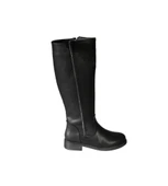 YAZKIŞ Kadın Siyah Cilt 38cm Bilek Boyu Yanı Taşlı Düz Taban Çizme thumbnail 2