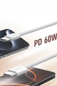 LitaeTrend DC82 1M 60W Type-C to Type-C PD Hızlı Şarj Kablo - Beyaz thumbnail 2