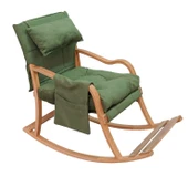 Reyo Paşa Ahşap Sallanan Sandalye Fermuarlı Kılıf, Boyun Yastıklı Dinlenme Koltuğu Yeşil thumbnail 2