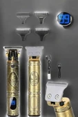 LitaeTrend Tıraş Makinesi Şarjlı Profesyonel Saç Kesme Makinesi Gold Çizik Tıraş thumbnail 4