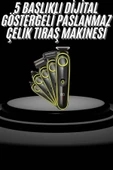 LitaeTrend Saç Sakal Şekillendirici Tıraş Makinesi 5 Başlıklı Paslanmaz Çelik Bıçaklı Unısex thumbnail 1