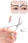 LitaeTrend Kavisli Kaş Kirpik Düzeltici Bıyık Alma Taraklı Kaş Makası Yüz Bakım Seti Makas thumbnail 2