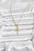 316L Çelik Zincir Gold Renk Yonca Model Kadın Kolye - TJ-BKO10674 thumbnail 2